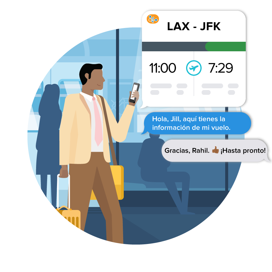 Man checking flight time on phone