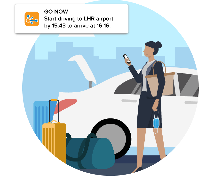 Woman following directions to get to airport