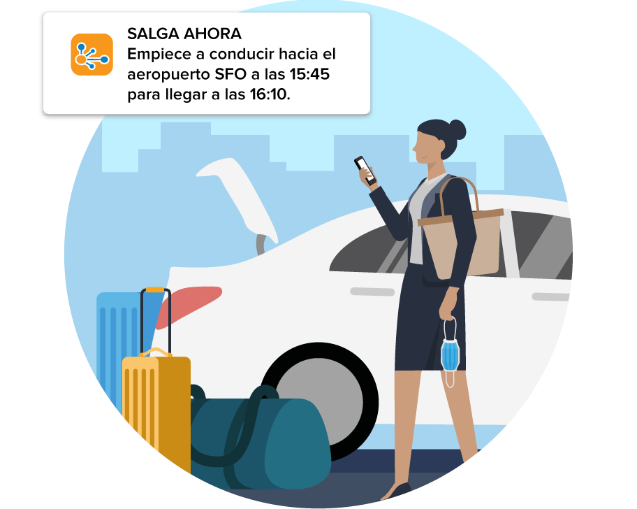 Woman following directions to get to airport