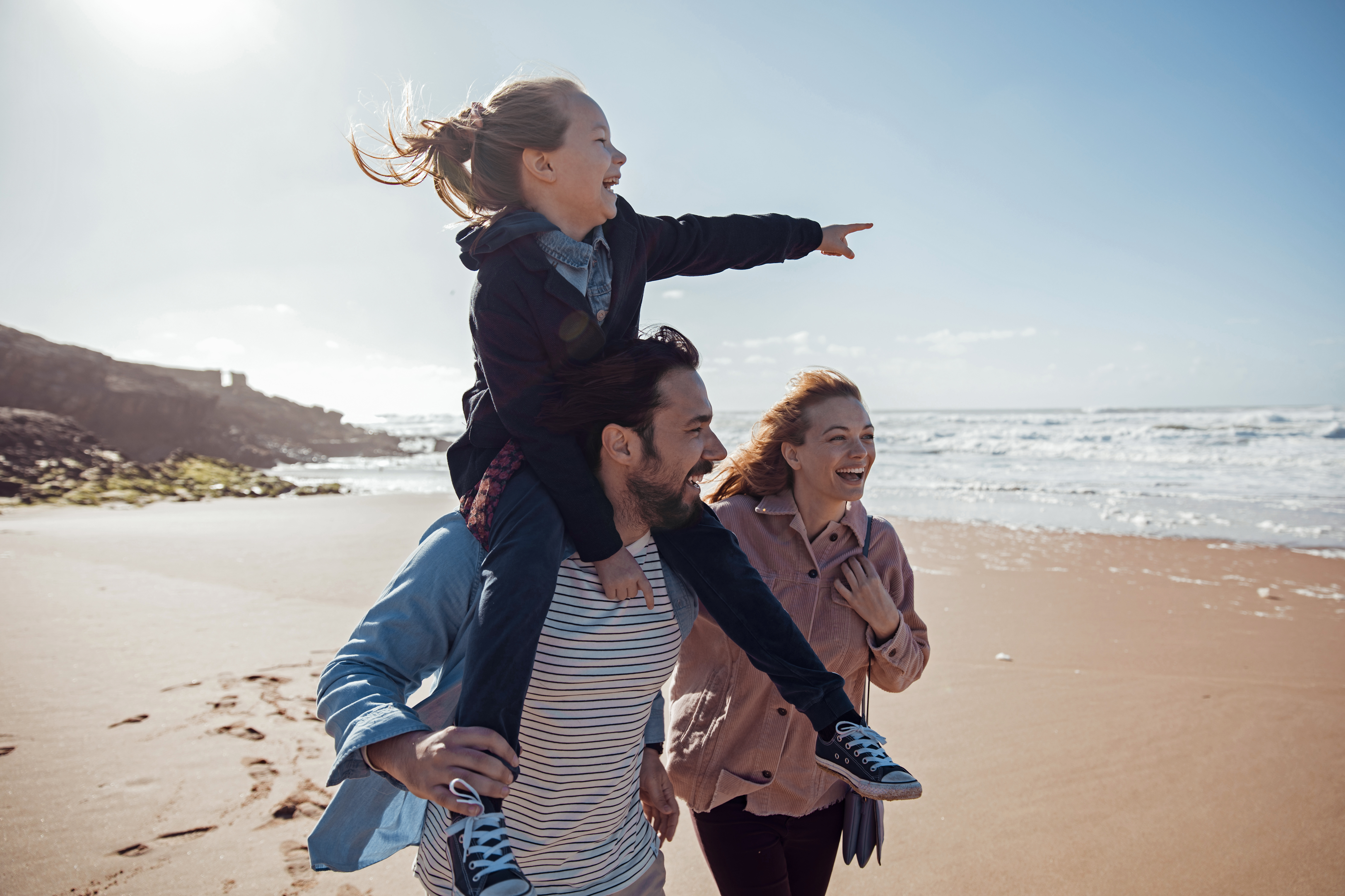family on beach