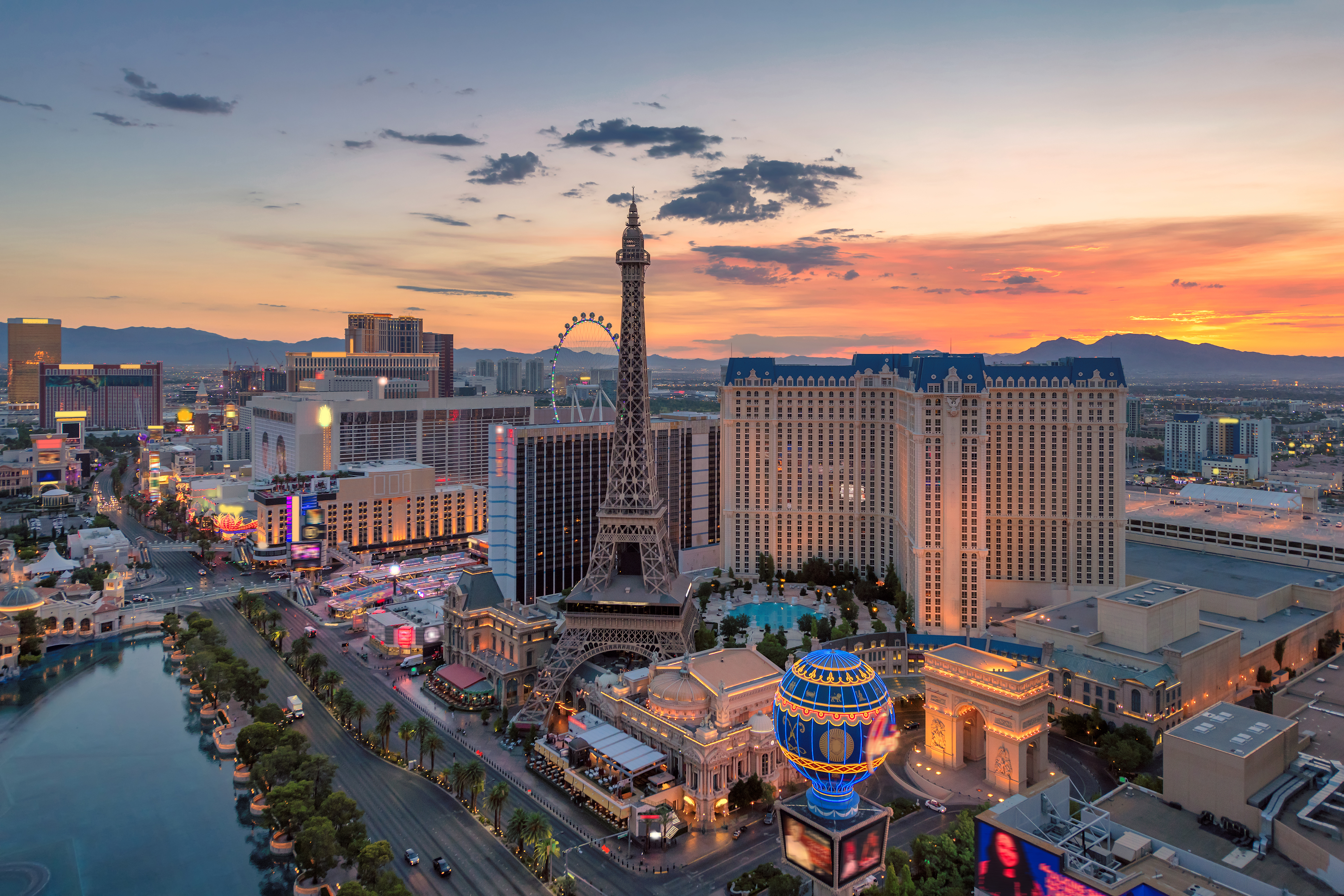 Las Vegas skyline at sunset