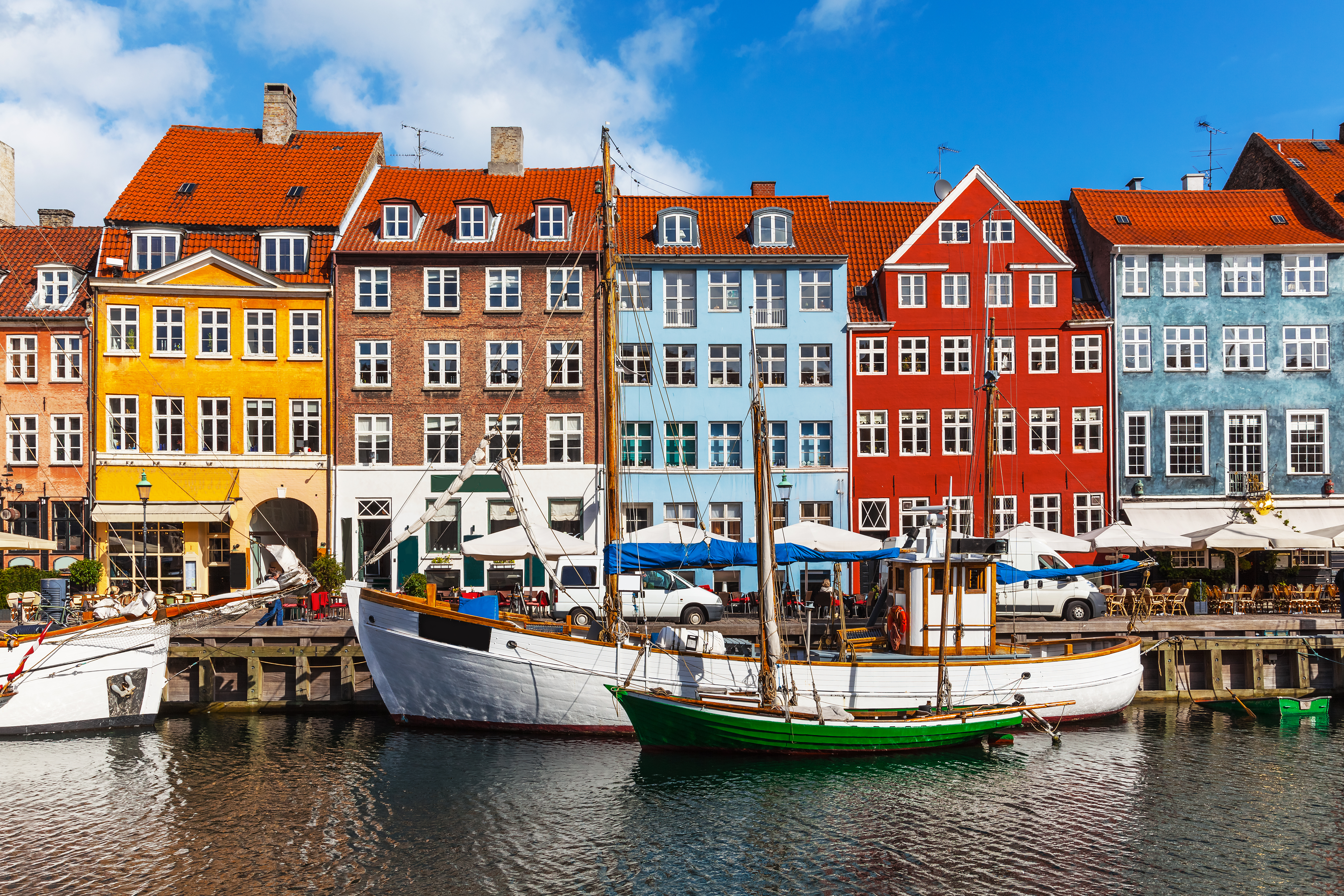 View of colorful buildings from the water