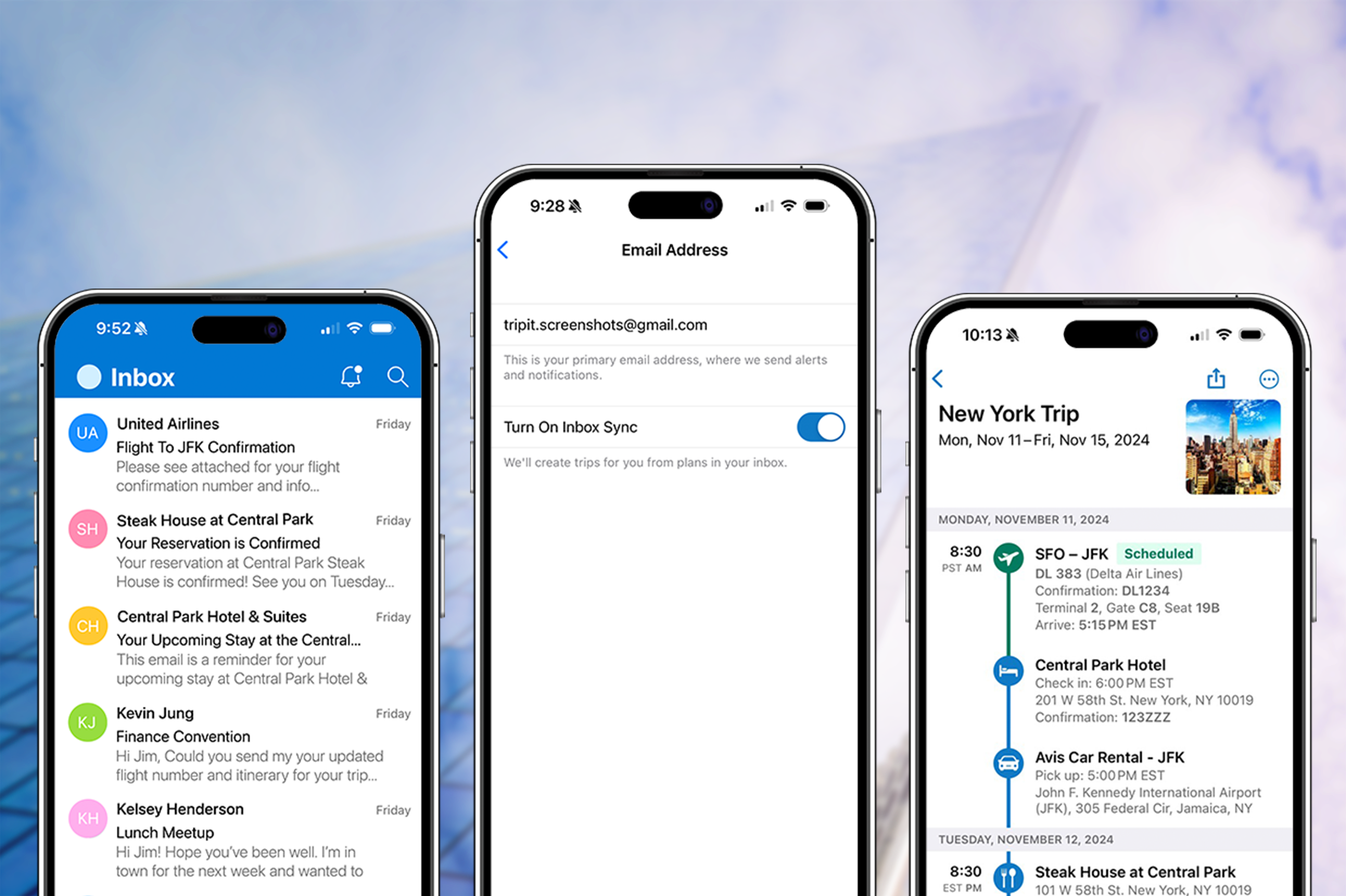 three phones showing feature