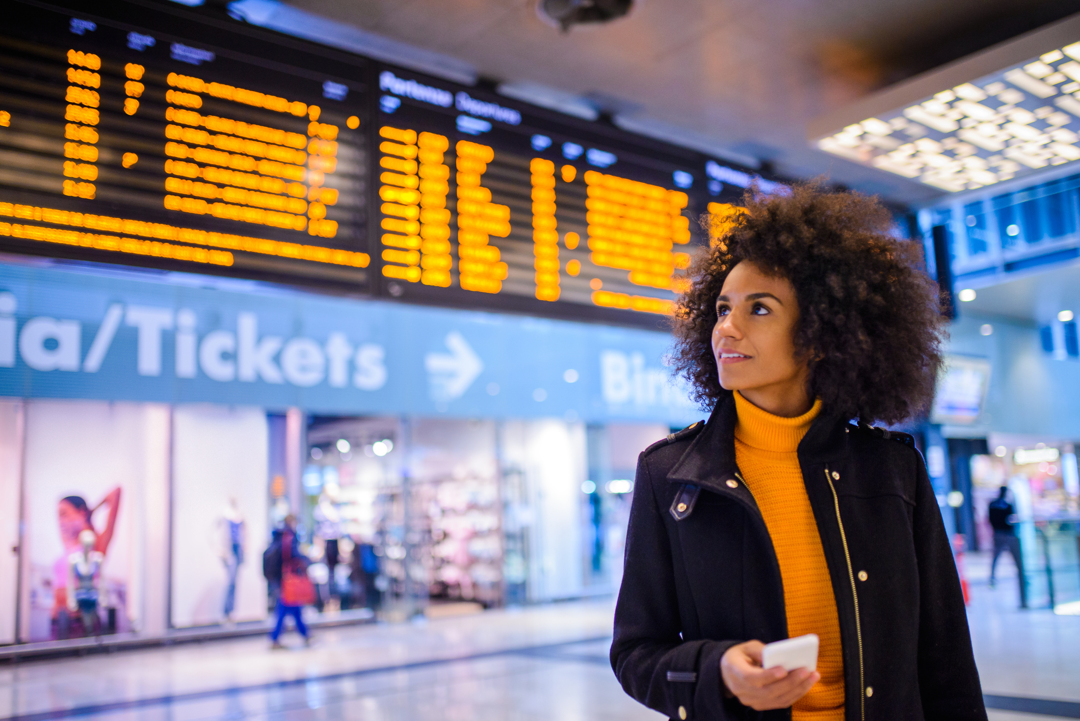 person at train station