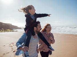 family on beach