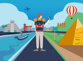 illustration of person traveling