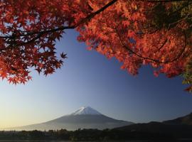 view of Mt Fuji with fall foliage
