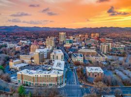 Asheville skyline at sunset